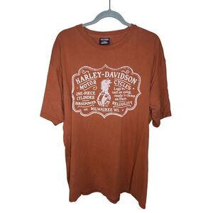Harley-Davidson Men's XL Orange Graphic Print T-Shirt Kitty Hawk
